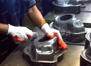 Production worker on a paint line